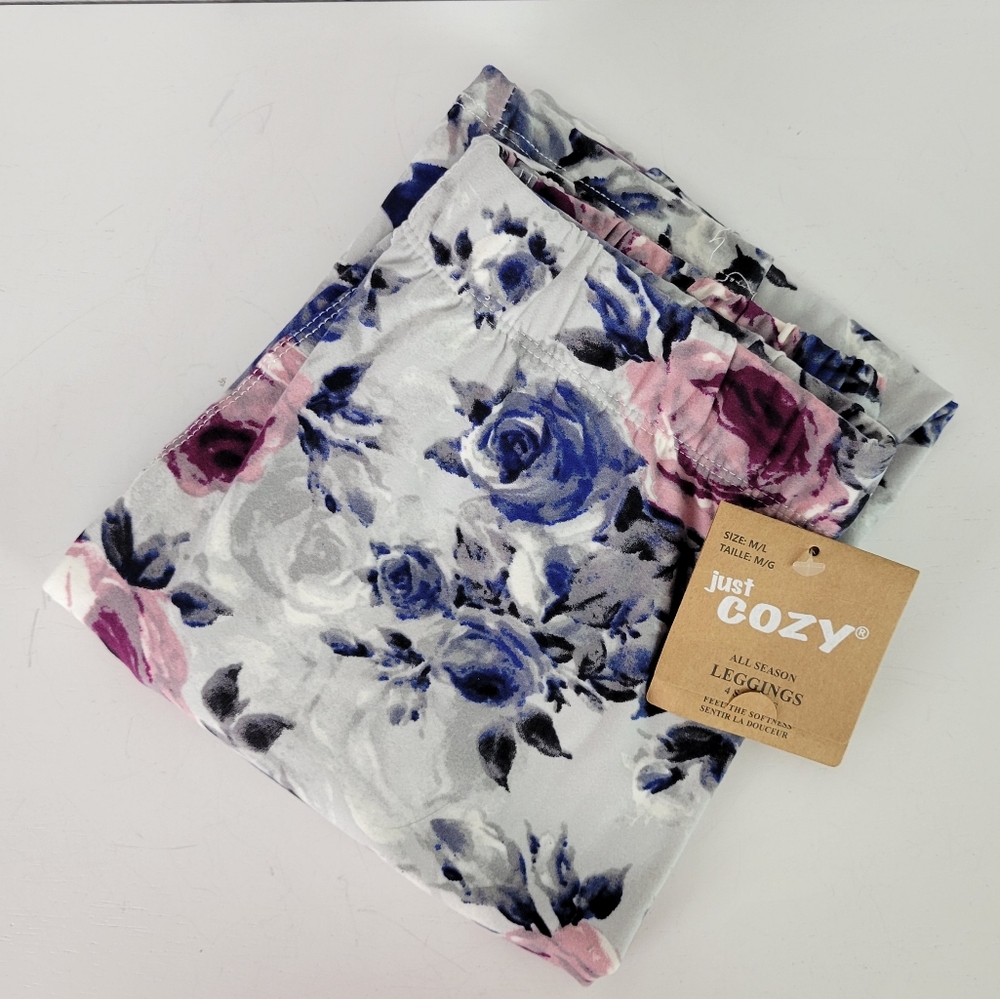 NWT JUST COZY All-Season 4-Way Stretch Floral Leggings
